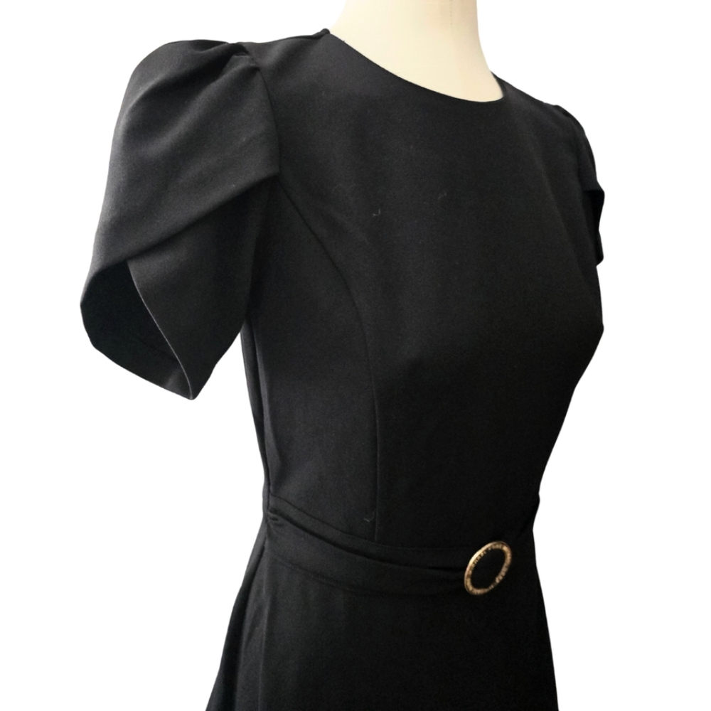 MICHAEL Michael Kors Puff Sleeve Belted Tulip Fluted Flared Hem Dress Small NWT - Picture 4 of 5